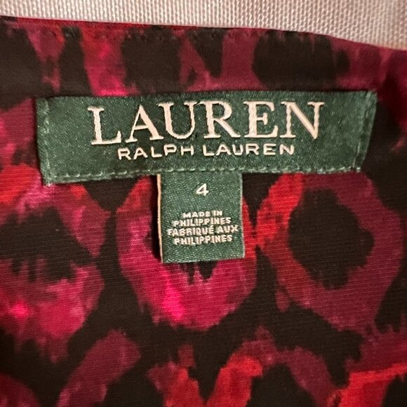 Lauren Ralph Lauren Wrap Geometric Ruched Cocktail Midi Dress Size 4 - Picture 5 of 7